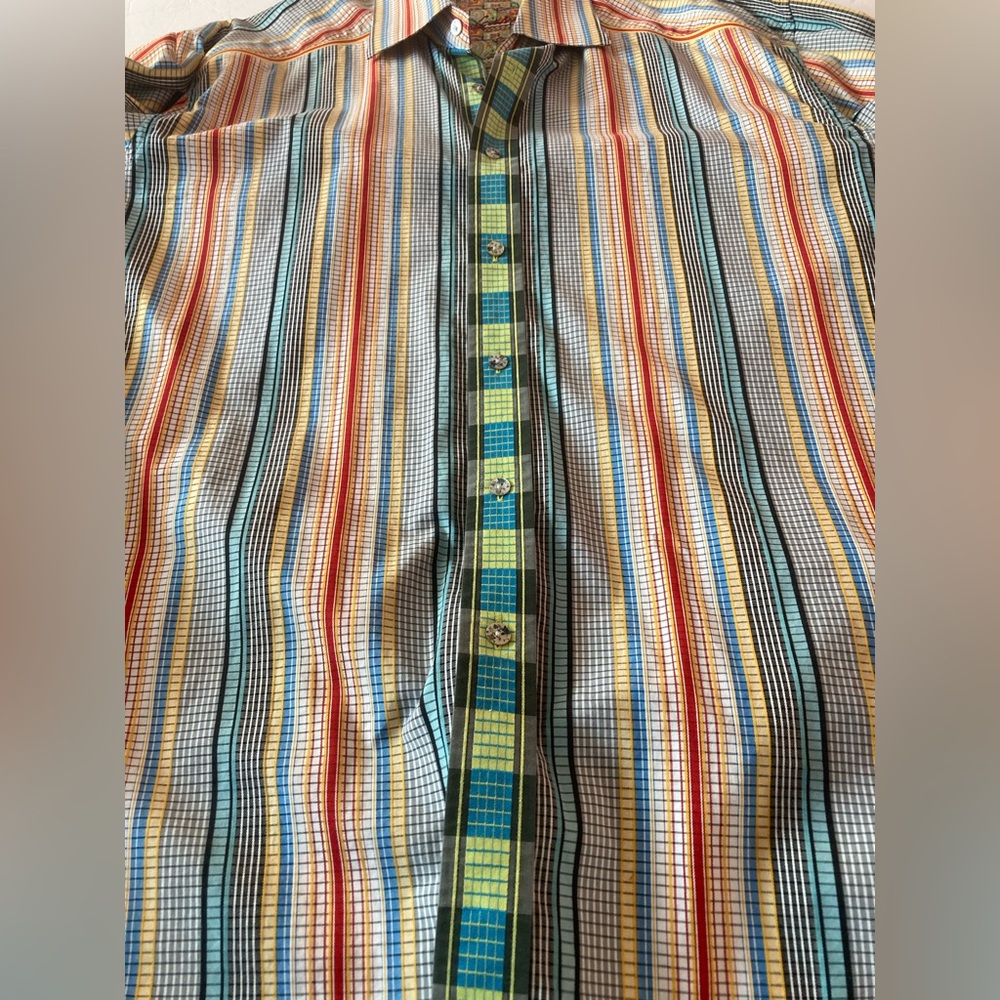 Robert Graham SZ XL Vibrant Striped Button Down Designer shirt 100%Cotton - Picture 6 of 11